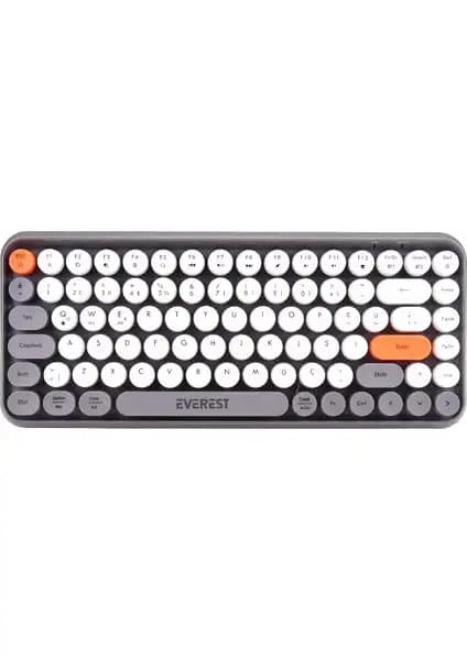 Everest KB-89 Citrus Gri Kablosuz Türkçe Q Klavye Modern ve Ergonomik Tasarım