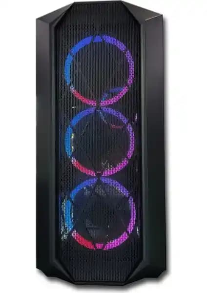 Lunatic Orkinos Mesh Panel Dikey Ekran Kartı Takılabilen 4 RGB Fanlı mATX Bilgisayar Kasası